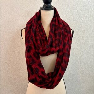 Michael Michael Kors Leopard Print Red and Black Infinity Scarf